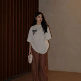 PEANUT STAIN - コケット リボン アイボリー オーバーサイズド Tシャツ
