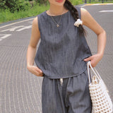 Amang Linen Denim Sleeveless Shirt