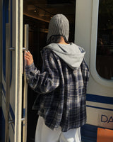 [ORIGINAL] Plain Hooded Check Shirt