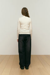 CHERRY BASIC HALF NECK T-SHIRT [IVORY]