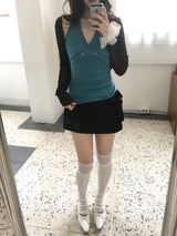 Embroidered wrap skorts