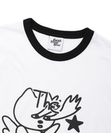 CAVISH X LELBO BROWN GLITTER RINGER SS TEE WHITE(CV2FMUT546C)
