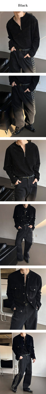 [S/S] Velvet zipper henry neck knit(3color)