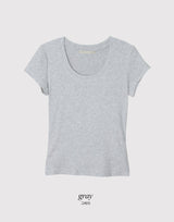ベーシックスリムリブUネック半袖Tシャツ (5color)