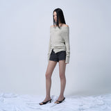 RIBBED OFF-SHOULDER KNIT(ASH IVORY)