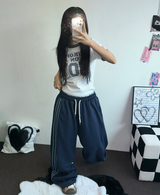 CUTIE DOWN SNAP 🤎🎀 トラックスリーラインパンツ 🧸💕💙🩶🖤6COLOR