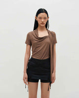 Cowl Neck Scarf T-Shirt _ WHITE