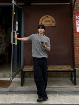 Vine sripe waffle short sleeve