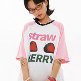 Strawberry Overfit Raglan T-shirt [White]