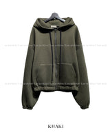Neoprene semi-crop hooded zip-up