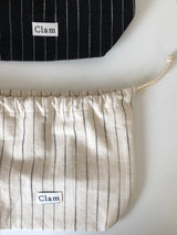 Clam string pouch _ Natural stripe