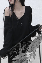 off-shoulder puff long blouse (2color)