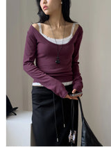 Collage V-Neck Long Sleeve T-Shirt