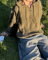 Lune Cable Half Zip-Up Hoodie Knit