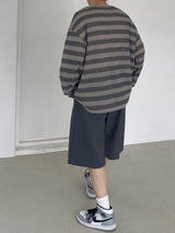 Nylon wide banding half pants 2C