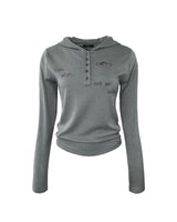 Stars Slim Fit Hooded Long Sleeve Melange Gray