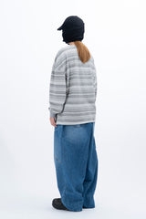 フレーズストライプニットロングスリーブTシャツ
