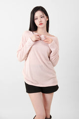 Loose Fit Corsage Knit Pink