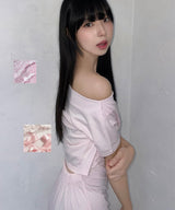 オフショルダースリットロングワンピース Pink