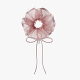 RIBBON TRIM SEE-THROUGH SCRUNCHIE (DEEP PINK)