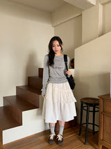 Verpan Frill Banding Midi Skirt