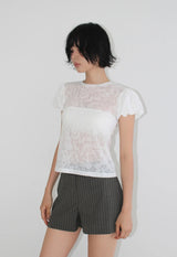 PUFF SLEEVE SHEER TEE