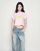 25FW WOMAN クラウドフォントクロップ半袖Tシャツ ライトピンク
