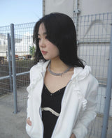 FRILL HOODED ZIP-UP (IVORY)