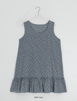 Haril Leaf Shirring Layered Sleeveless Blouse Midi One Piece