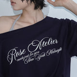[Robbins] レタリング ワンショルダー ショートスリーブ Tシャツ 3カラー
