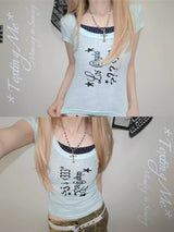 ミントグリーン セットアップ リラックスTシャツ＆ノースリーブキャミ