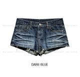 Vintage low rise wrinkle denim shorts
