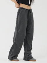 Chin Non-Obi Low-Rise Pants, Charcoal