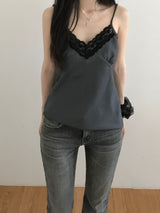 Satin Lace Sleeveless Top (2 colors)