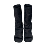 Denim open boots