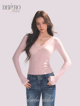 Daisy V-neck Lace Long Sleeve T-shirt
