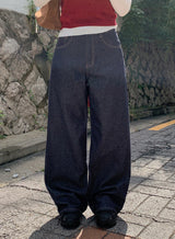 ノンフェードバックラインワイドデニムパンツ