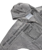 BBD ヴィンテージ クラッシュ フード デニム ジップアップ ジャケット (Vintage Gray)