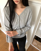 Tinel Shirring Roll-Up Long Sleeve T-Shirt