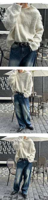 [Unisex] Wool hair button knit(3color)
