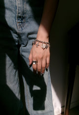 Silver Plated Pearl Charm Bracelet