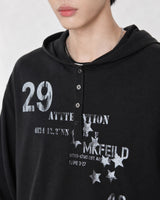 (UNISEX) アタック ヘンリーネック フーデッド ロングスリーブ
