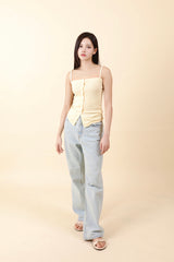 ボタンノースリーブトップス Yellow