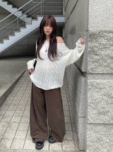 Beck Cut Line Wide Cotton Pants
