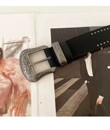 American Retro Silver Leather Belt