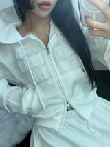 ストリートパッチフーディージップアップ🤎🤍🖤3COLOR