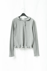 dot frill round collar top(2colors)