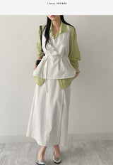 [Set-up Available] Catch Slit Banding Long Skirt