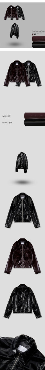[F/W] Enamel leather short jacket(2color)