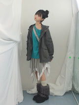 stripe ribbonline wave skirt